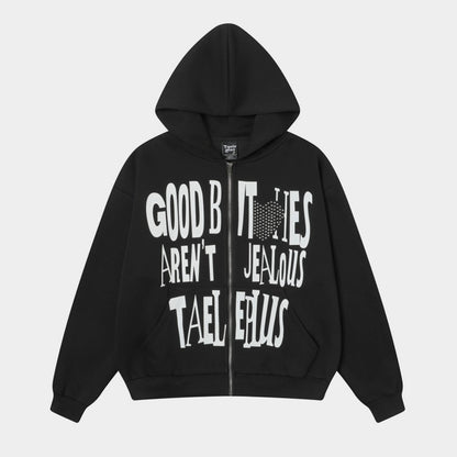 Rhinestone Heart | Zip-Up Hoodie - Santo 