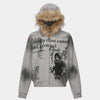 Gothic Distressed Print | Zip-Up Hoodie