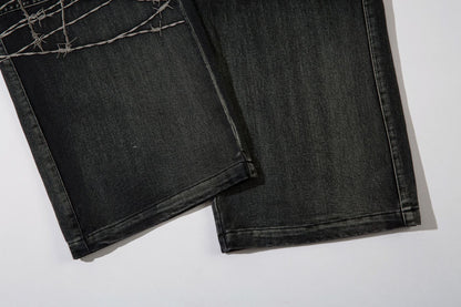 Barbed Wire Print | Baggy Jeans - Santo 