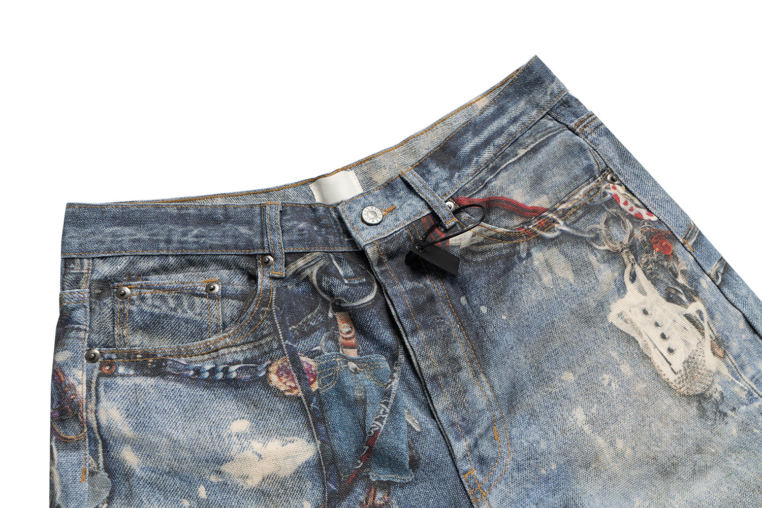 Distressed Keychain Print | Denim Shorts - Santo 