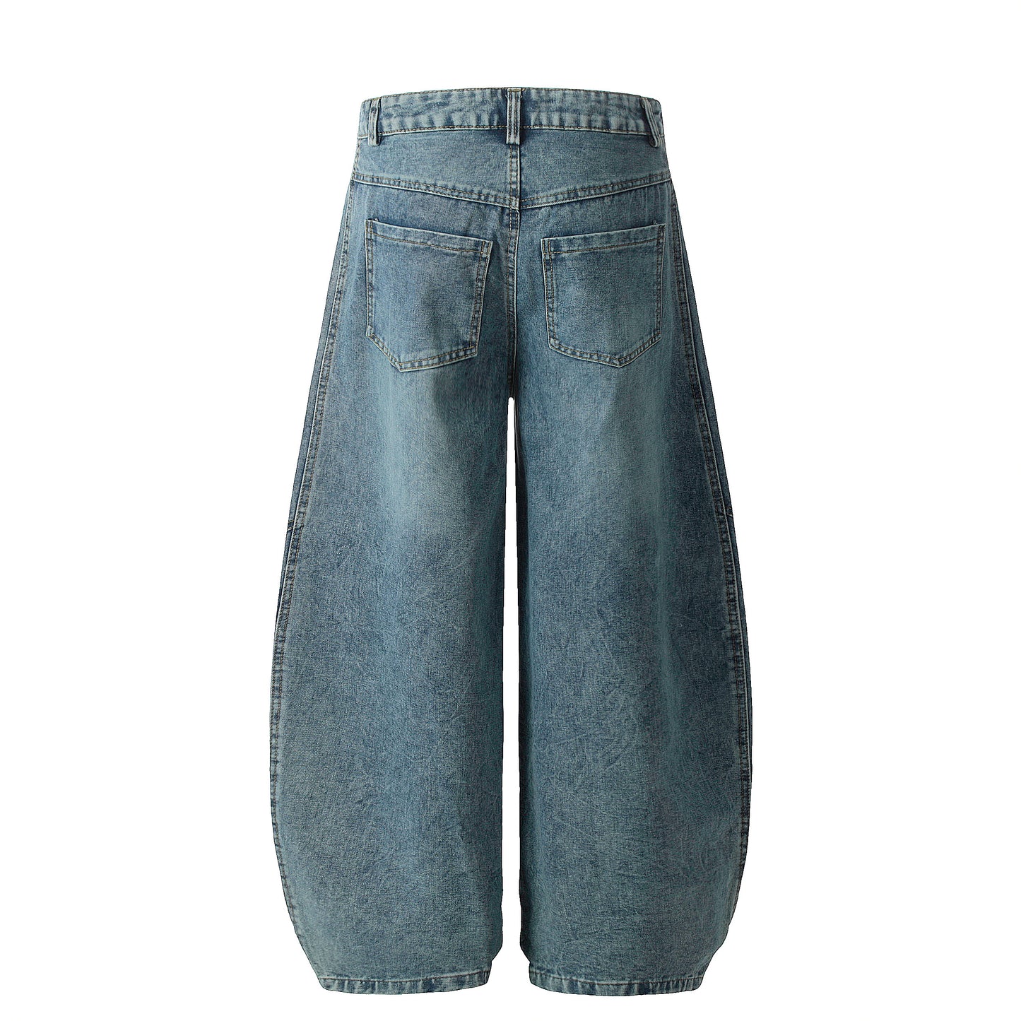 Striped Stitching | Washed Barrel Jeans - Santo 