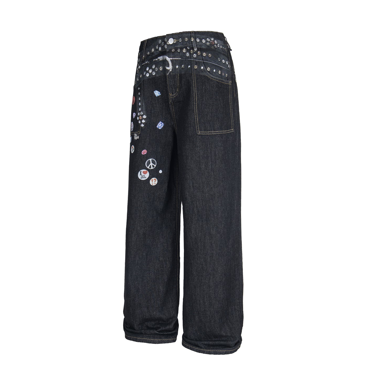 Studded Patchwork | Denim Jeans - Santo 