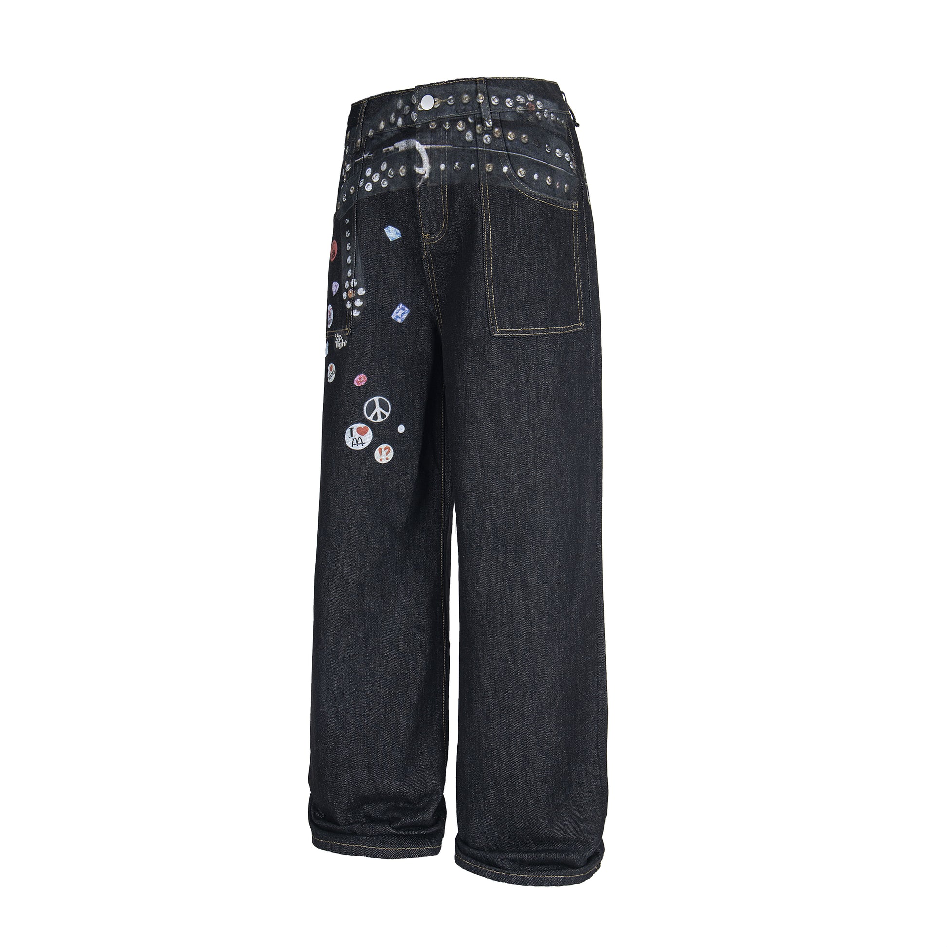 Studded Patchwork | Denim Jeans - Santo 