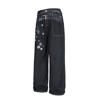 Studded Patchwork | Denim Jeans - Santo 