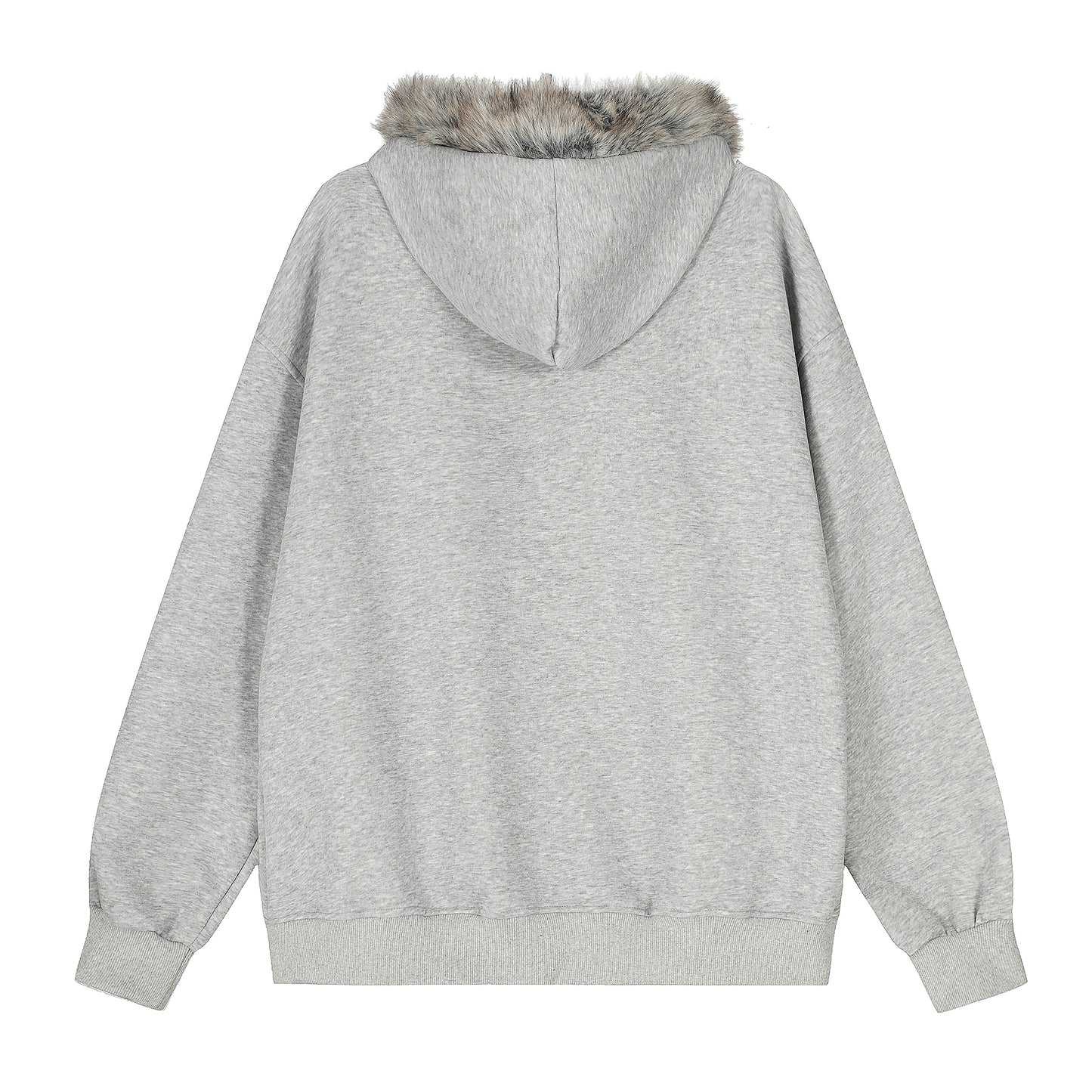 Graffiti Print Faux Fur | Zip Up Hoodie - Santo 