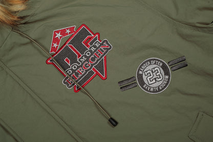 Patch Embroidered | Fur Hooded Jacket