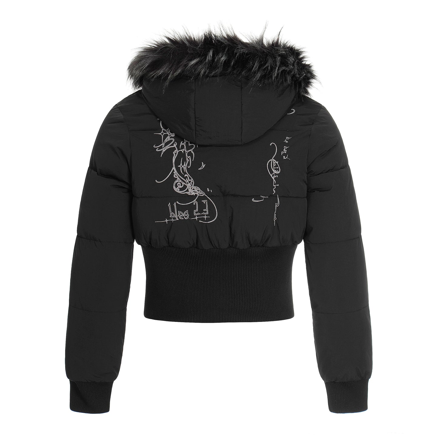 Fur Flare | Hooded Crop Puffer Jacket