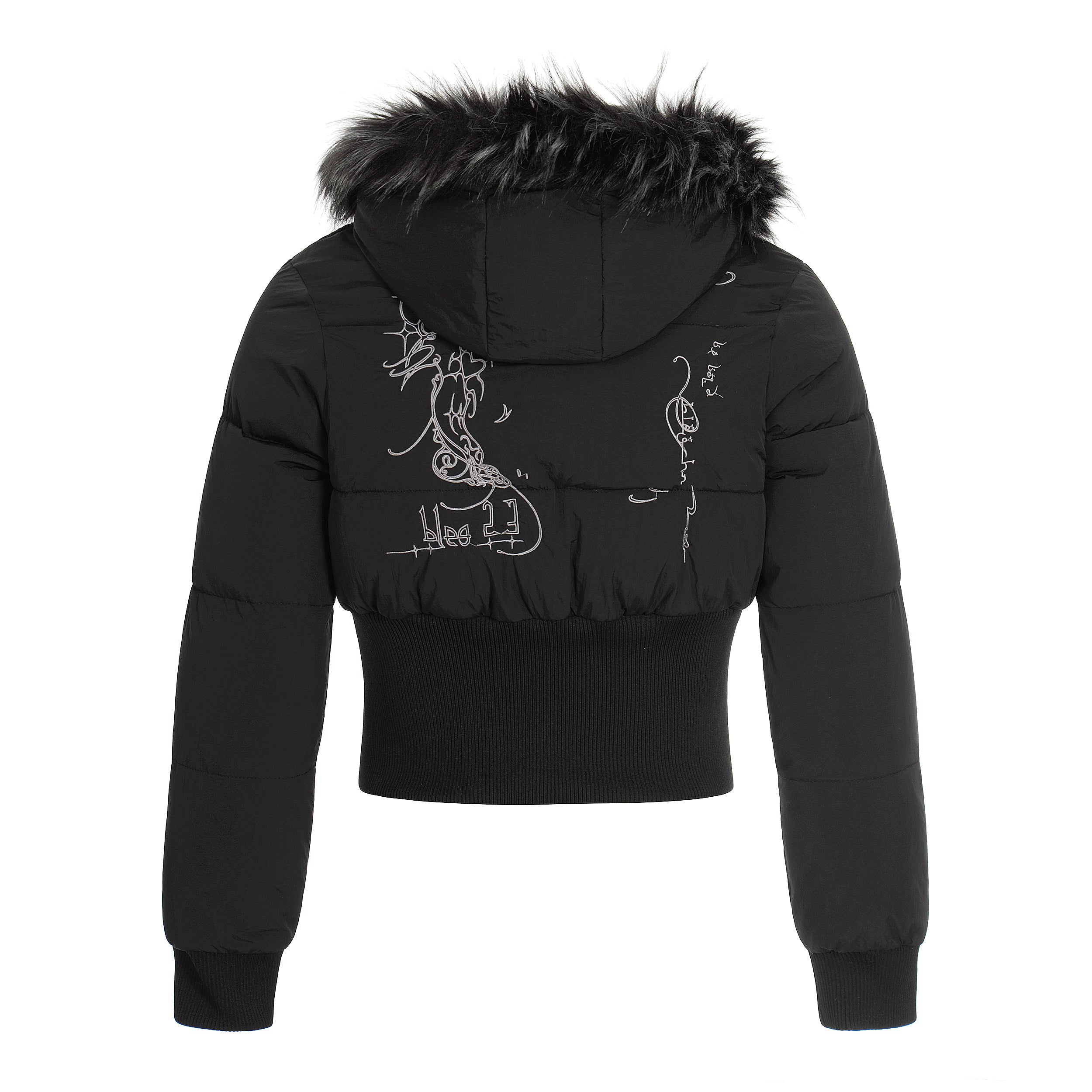 Fur Flare | Hooded Crop Puffer Jacket