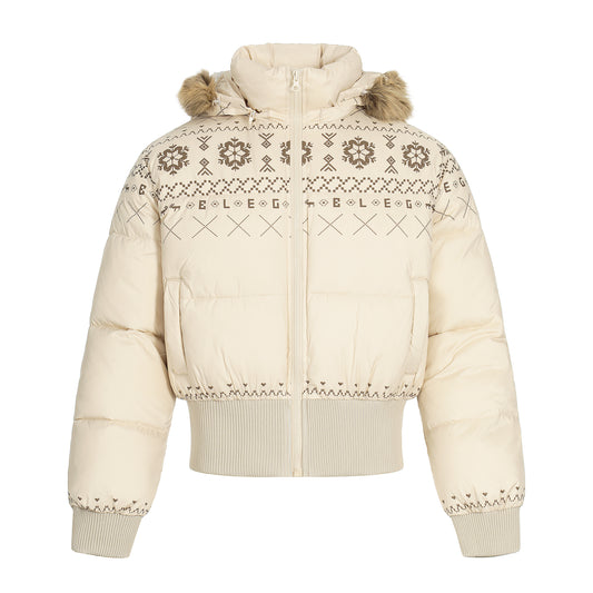 Glacier Bloom | Nordic Embroidered Hooded Puffer