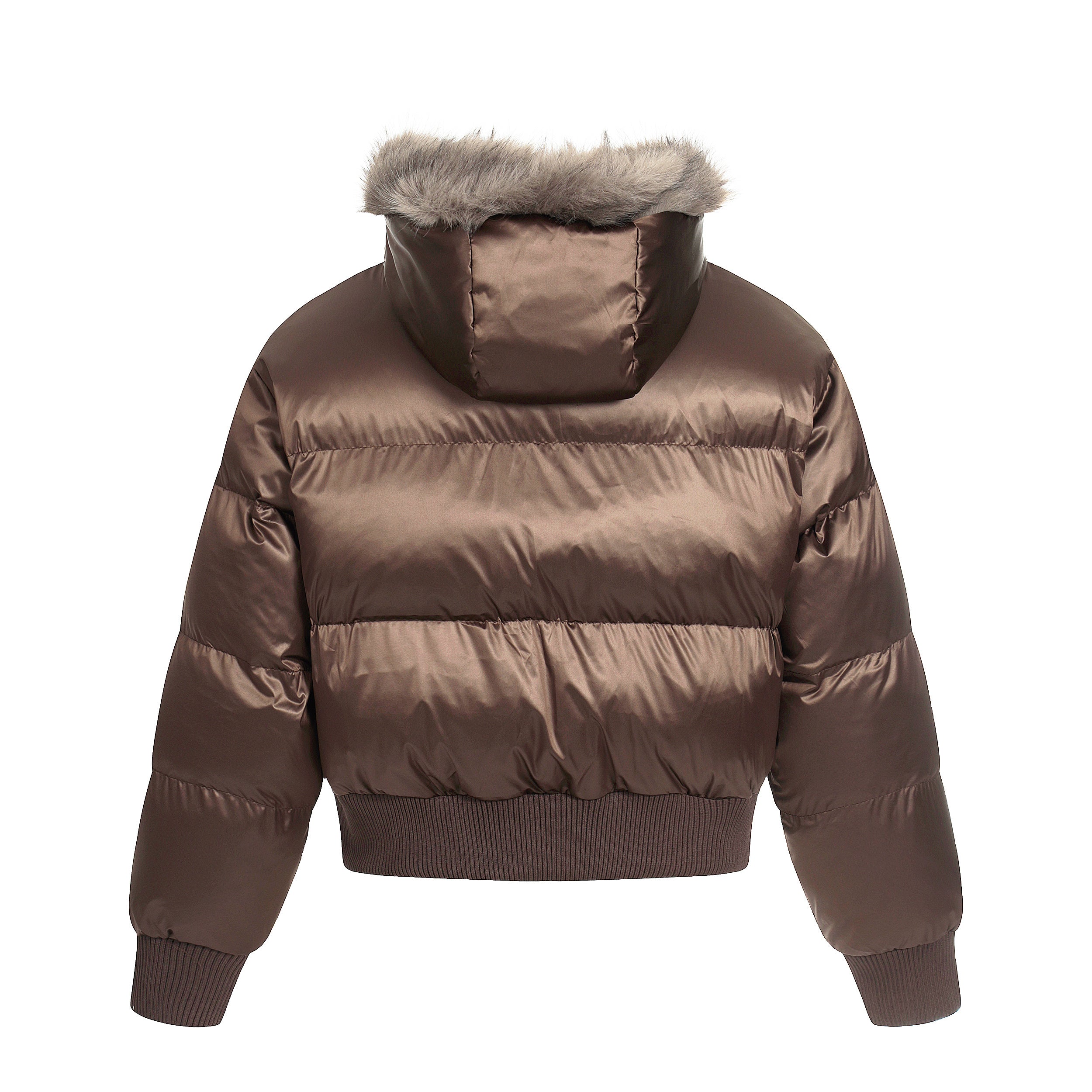 Frost Petal | Embroidered Satin Puffer Jacket