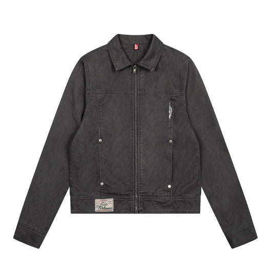 Steel Fade | Minimalist Zip-Up Denim Jacket - Santo 