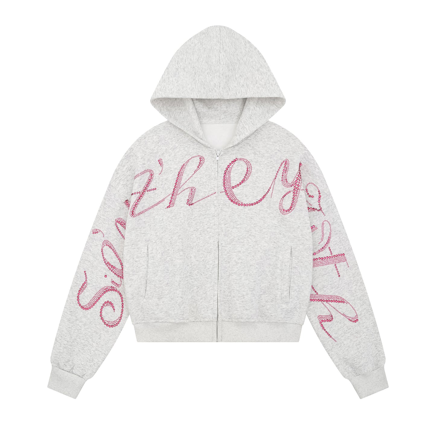 STELLAR | Rhinestone Script Zip Hoodie