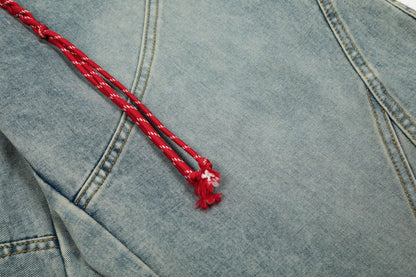 Denim Retro Belt Detail | Patchwork Barrel Jeans
