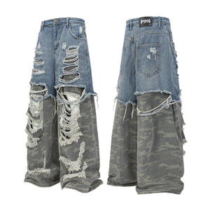 Ripped Denim Camo | Layered Jeans - Santo 