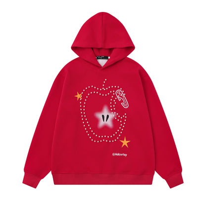 Glitter Star Apple Print | Oversized Hoodie - Santo 