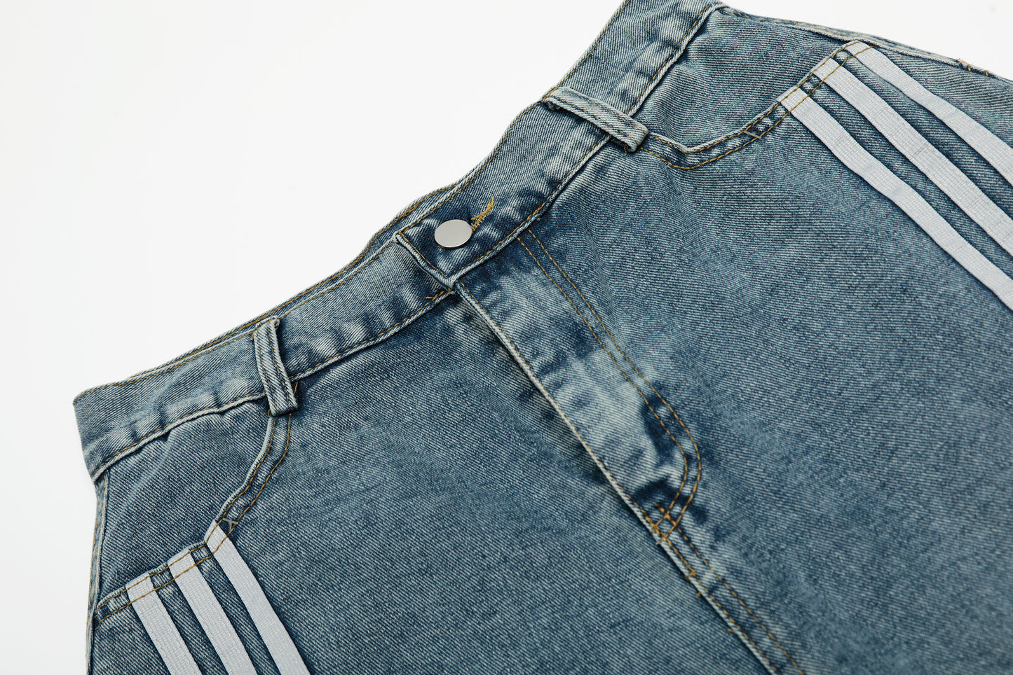 Vintage Stripe | Washed Denim Shorts - Santo 