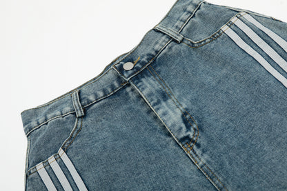 Vintage Stripe | Washed Denim Shorts - Santo 