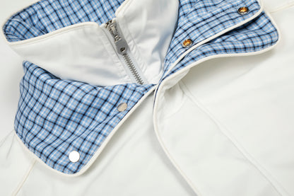 Plaid-Lined Patch| Stand Collar Jacket