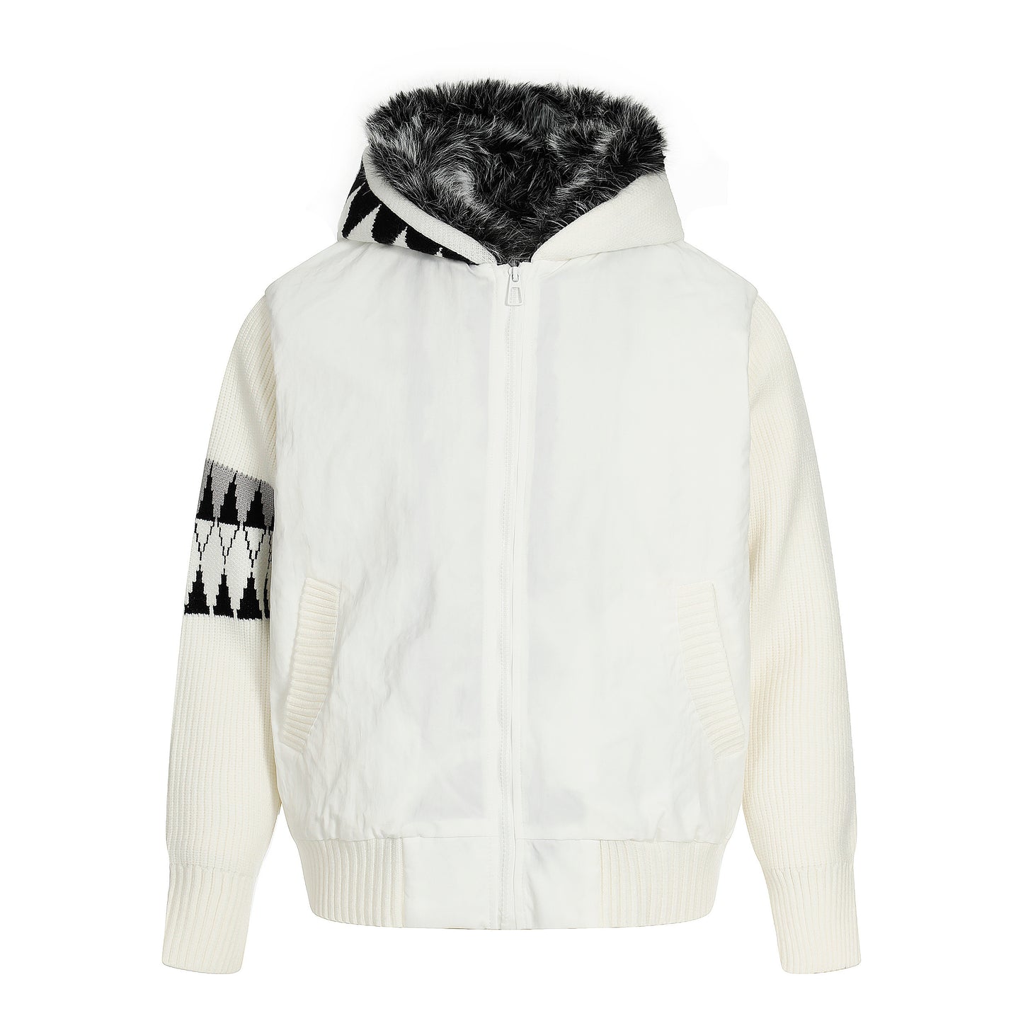 Knit Contrast | Fleece Hooded Jacket