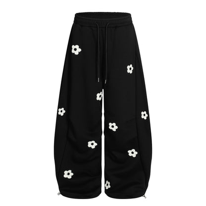 Petal Pockets | Floral Fleece Wide-Leg Pants