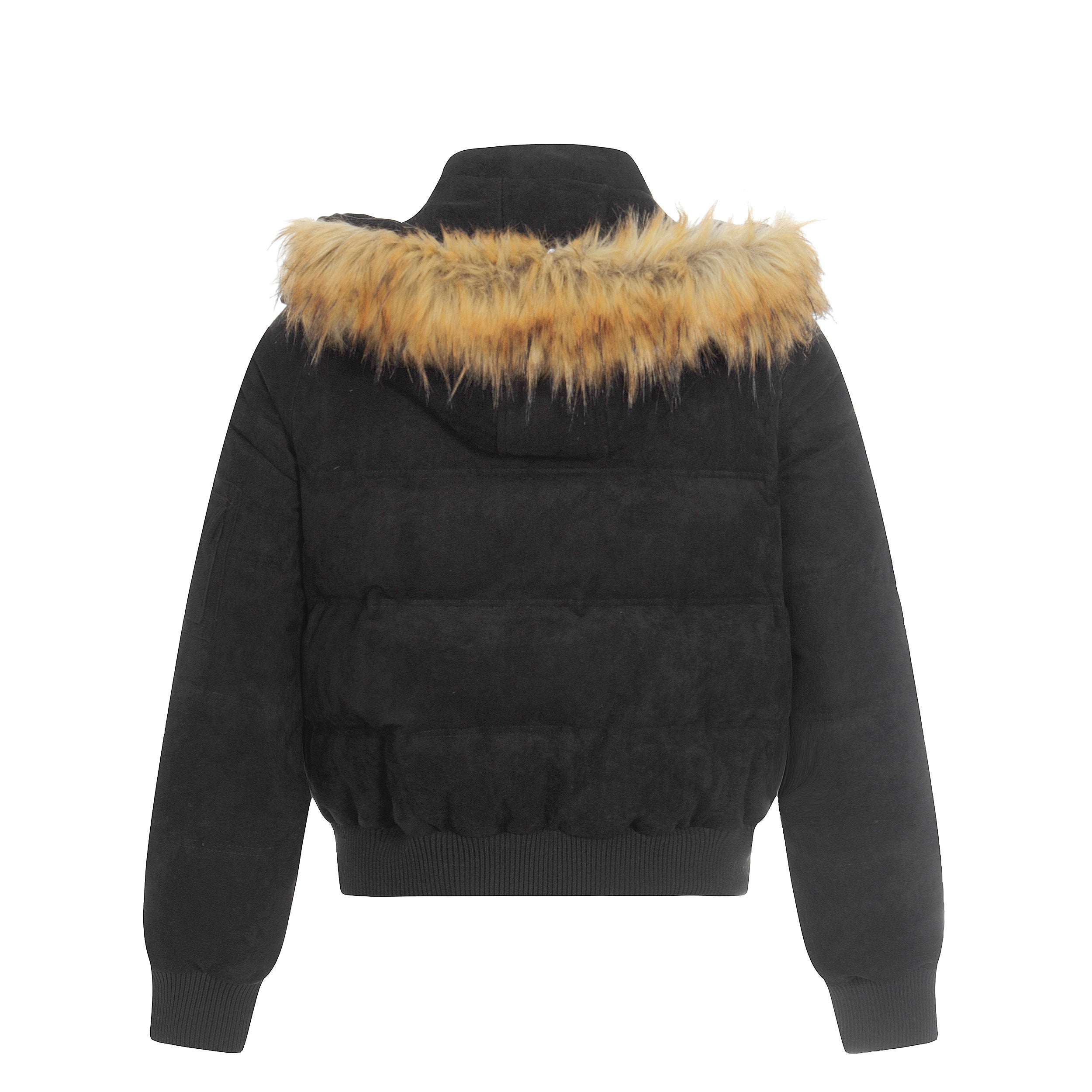 Alpine Buckle | Toggle-Front Faux Suede Puffer