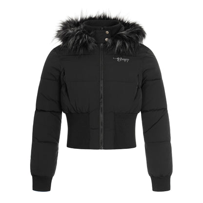 Fur Flare | Hooded Crop Puffer Jacket