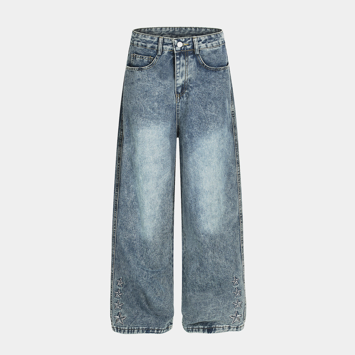 Star Stitching Washed | Wide Jeans - Santo 