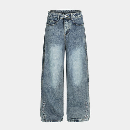 Star Stitching Washed | Wide Jeans - Santo 