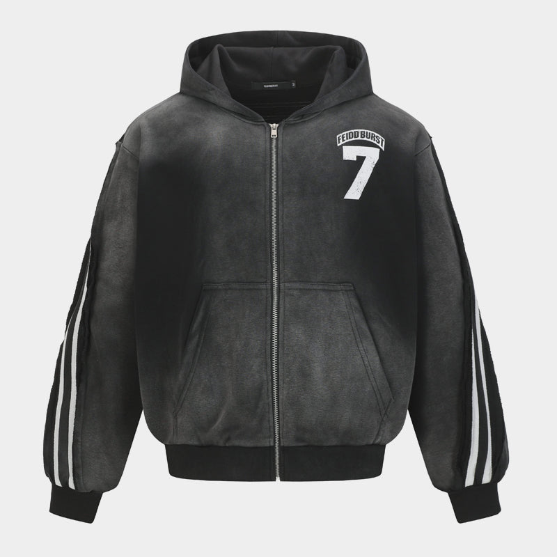 Vintage Sport Stripe | Zip Up Hoodie - Santo 