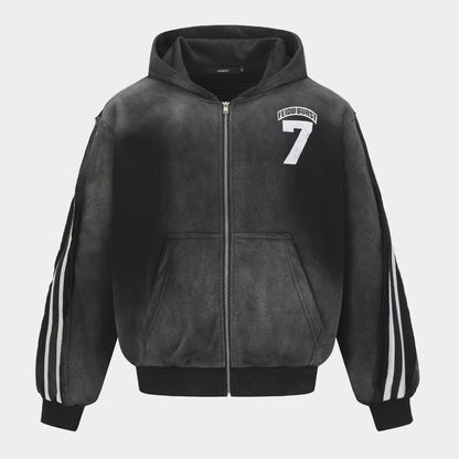 Vintage Sport Stripe | Zip Up Hoodie - Santo 
