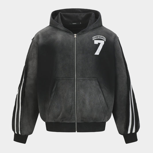 Vintage Sport Stripe | Zip Up Hoodie - Santo 