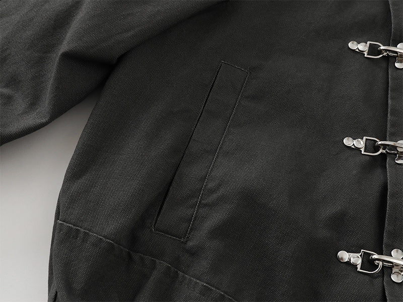 Asymmetric Clasp Front | Metal Button Jacket