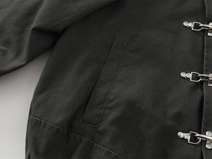 Asymmetric Clasp Front | Metal Button Jacket