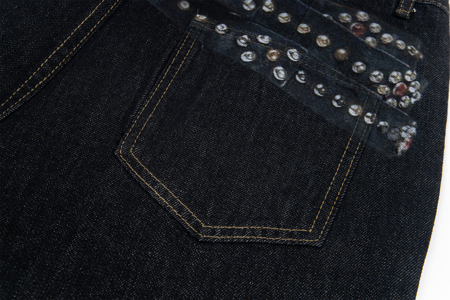 Studded Patchwork | Denim Jeans - Santo 