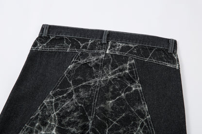 Cracked Panel Washed | Wide Jeans - Santo 