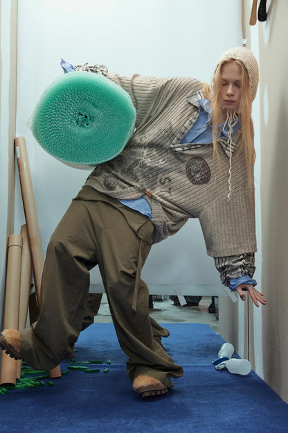 Vintage Plaid Teddy | V-Neck Sweatshirt - Santo 