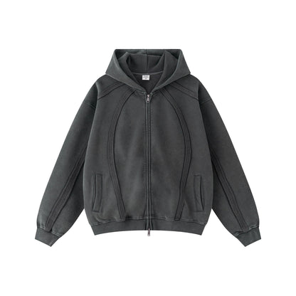 Structured Panel | Baggy Zip-Up Hoodie - Santo 