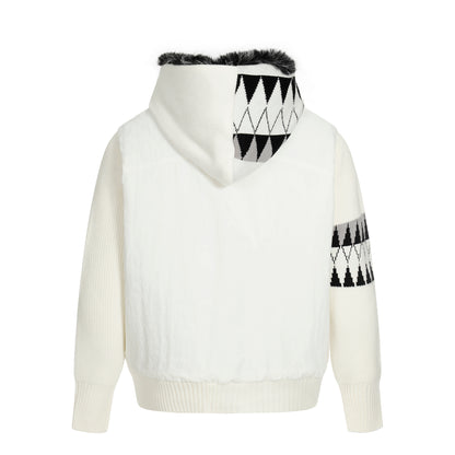 Knit Contrast | Fleece Hooded Jacket
