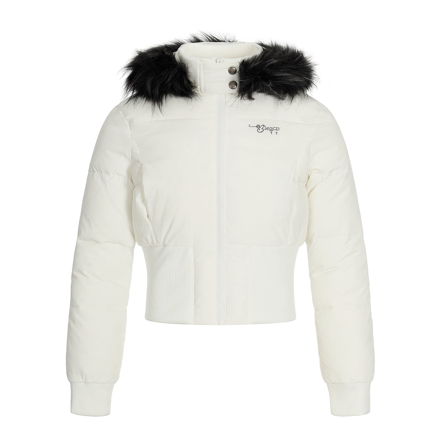 Fur Flare | Hooded Crop Puffer Jacket