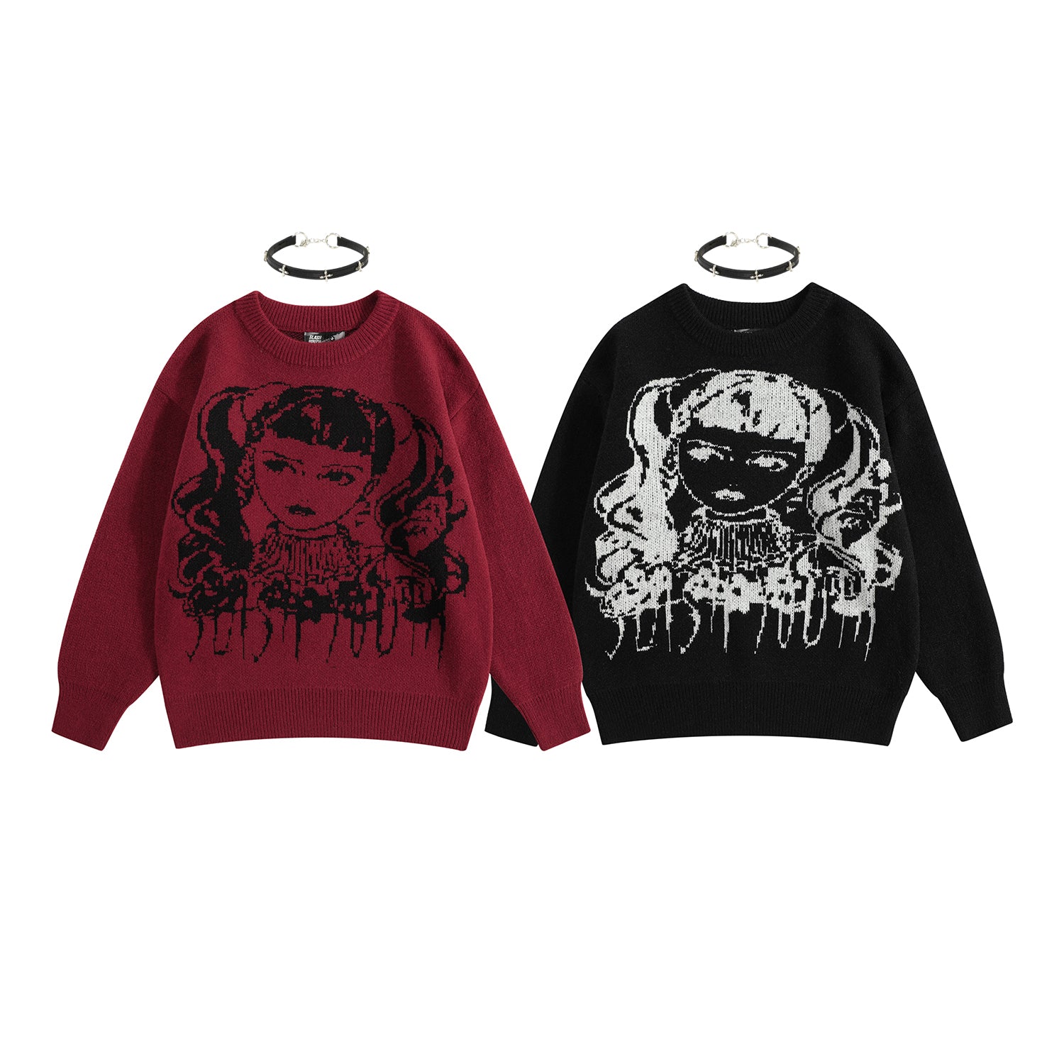 Gothic Doll | High Street Grafik-Strickpullover