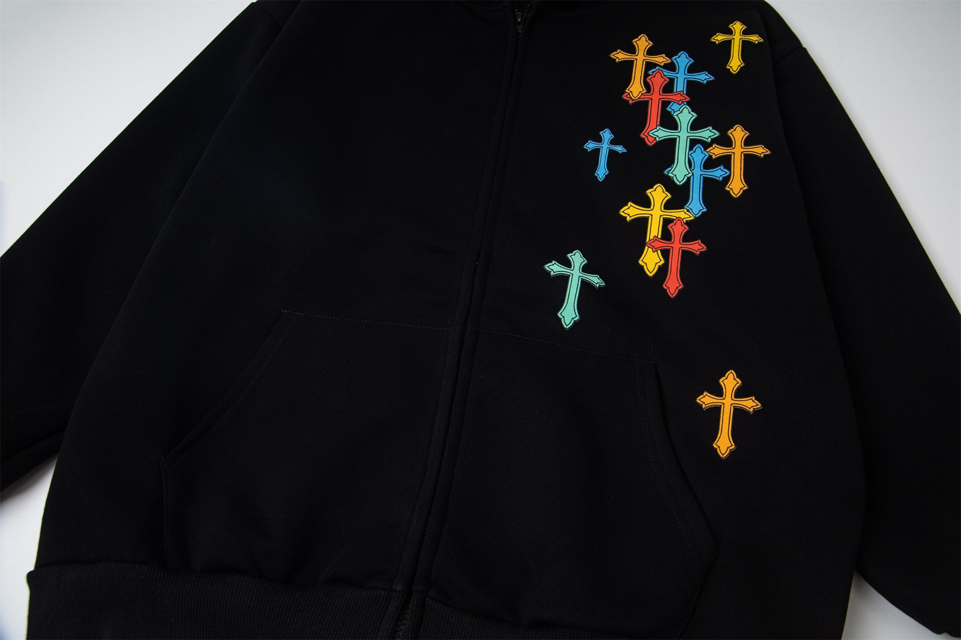 Colorful Cross Patch | Zip-Up Hoodie - Santo 