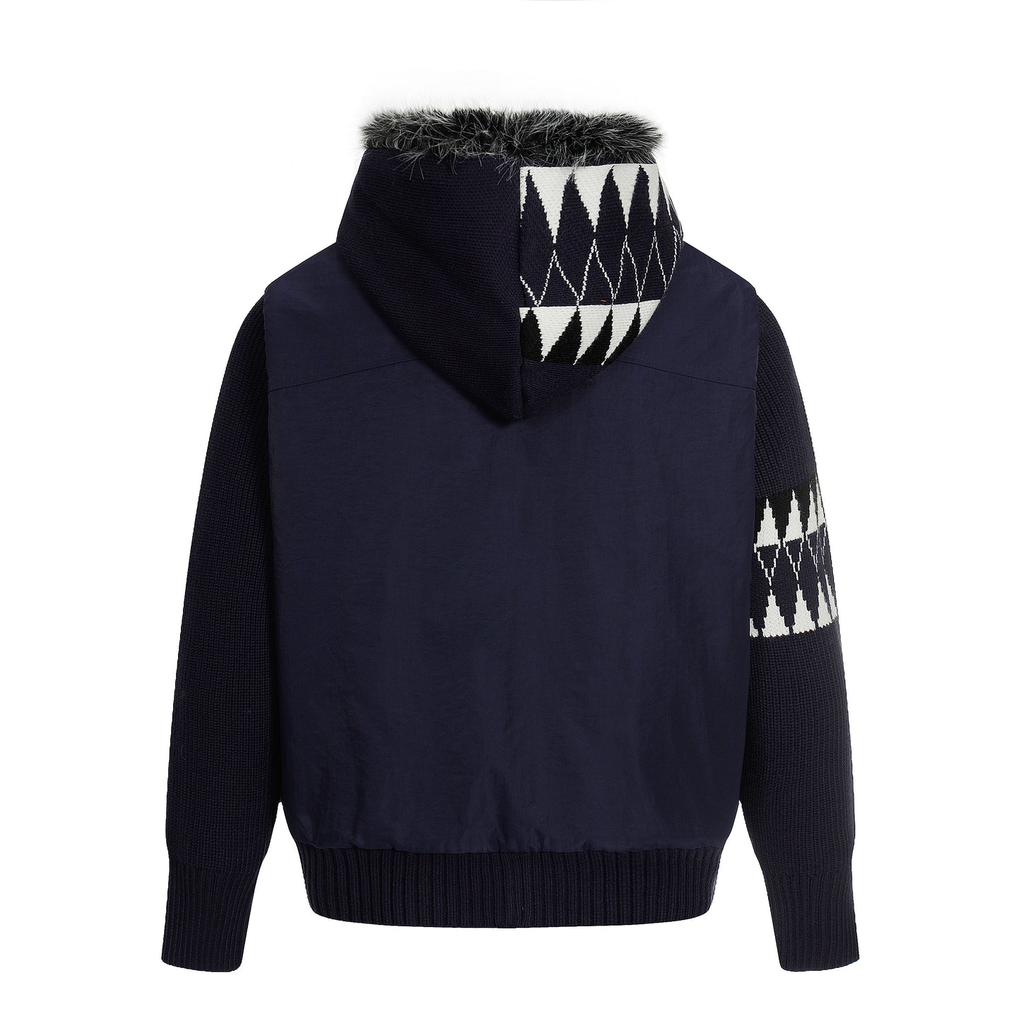 Knit Contrast | Fleece Hooded Jacket