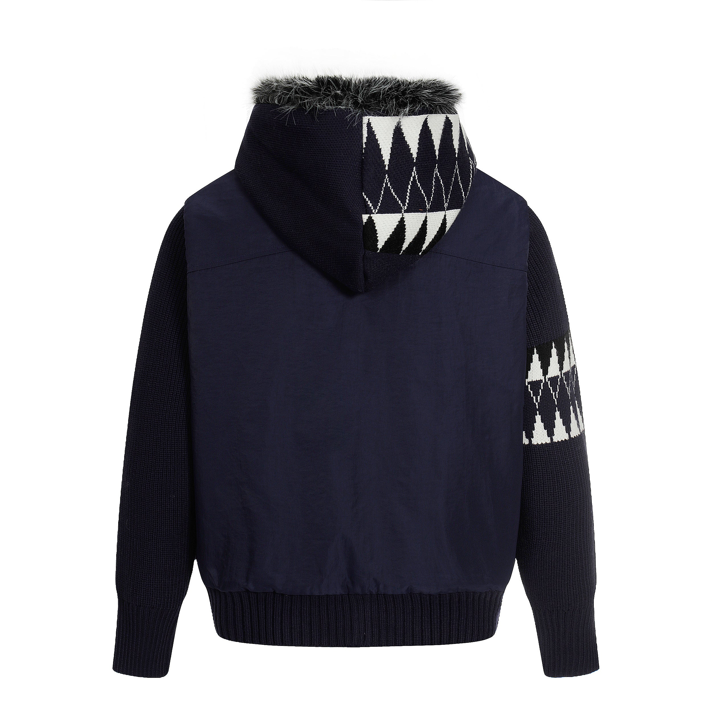 Knit Contrast | Fleece Hooded Jacket
