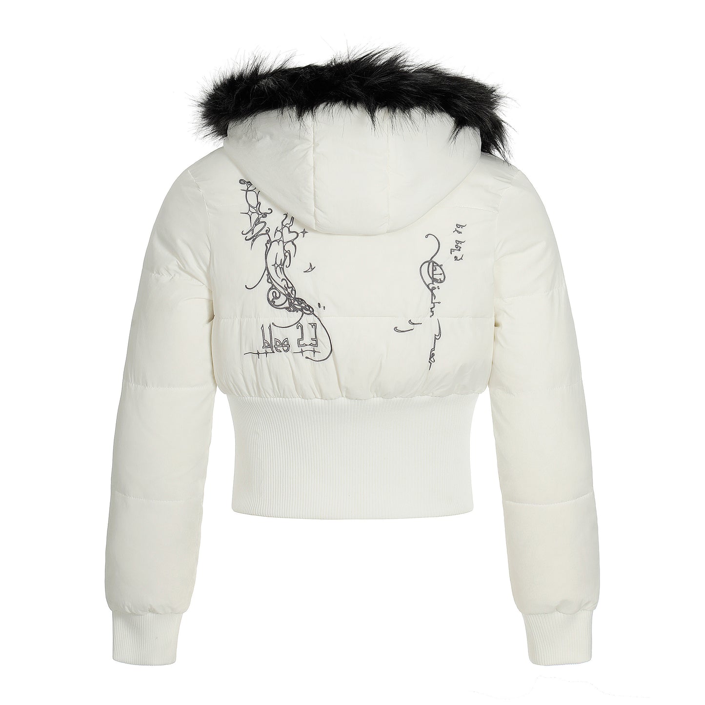 Fur Flare | Hooded Crop Puffer Jacket