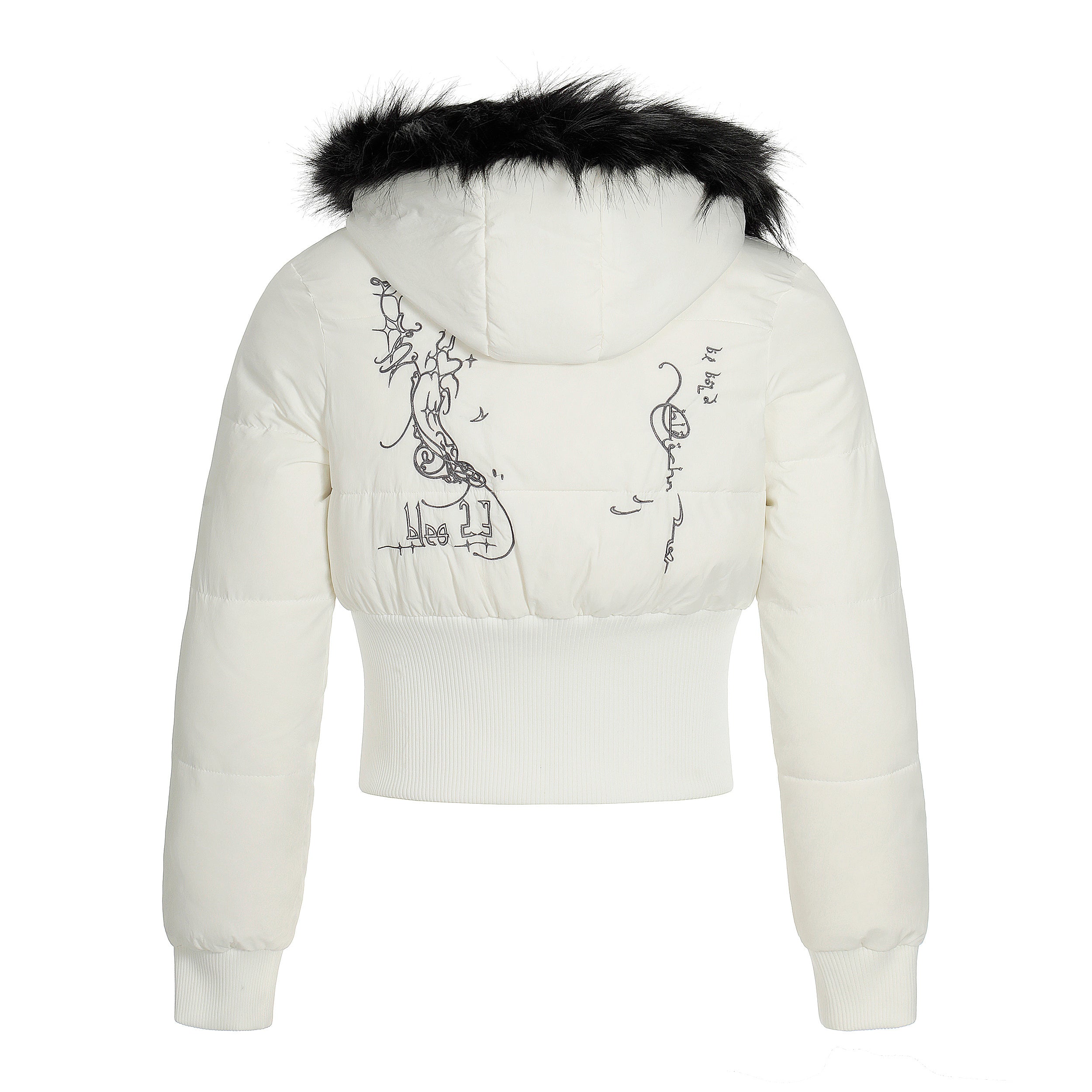 Fur Flare | Hooded Crop Puffer Jacket