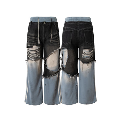 Deconstructed Distressed | Striped Jeans - Santo 