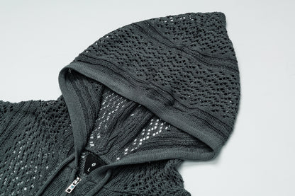 Crochet Mesh | Knit Zip Up Hoodie - Santo 