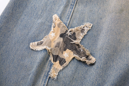 Star Camo | Loose Fit Patchwork Jeans