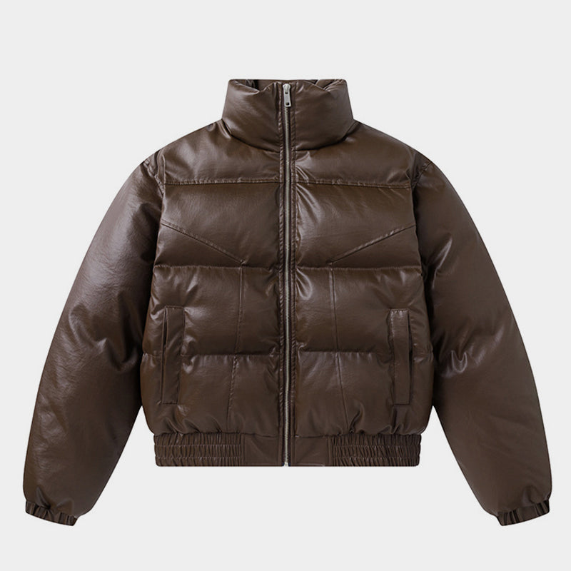 Leather Padded | Short Puffer Jacket