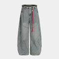 Denim Retro Belt Detail | Patchwork Barrel Jeans